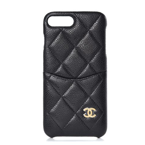 CHANEL Caviar Quilted iPhone 8 Plus Coco Tech Case Black .